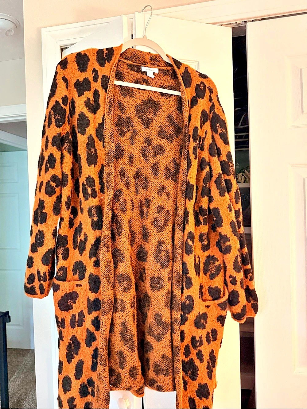 Nine West Leopard Print Open Front cardigan Sweater XXL
